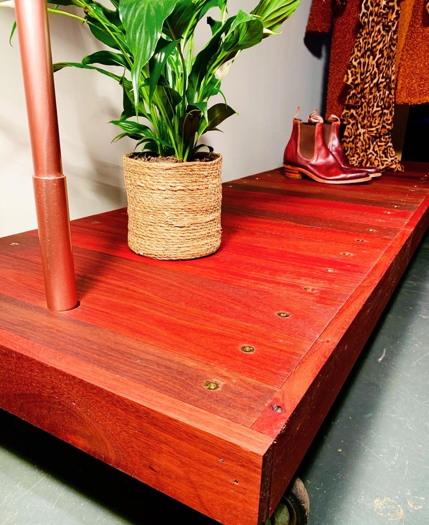 Elegant Rose Gold open Wardrobe with Jarrah Flooring