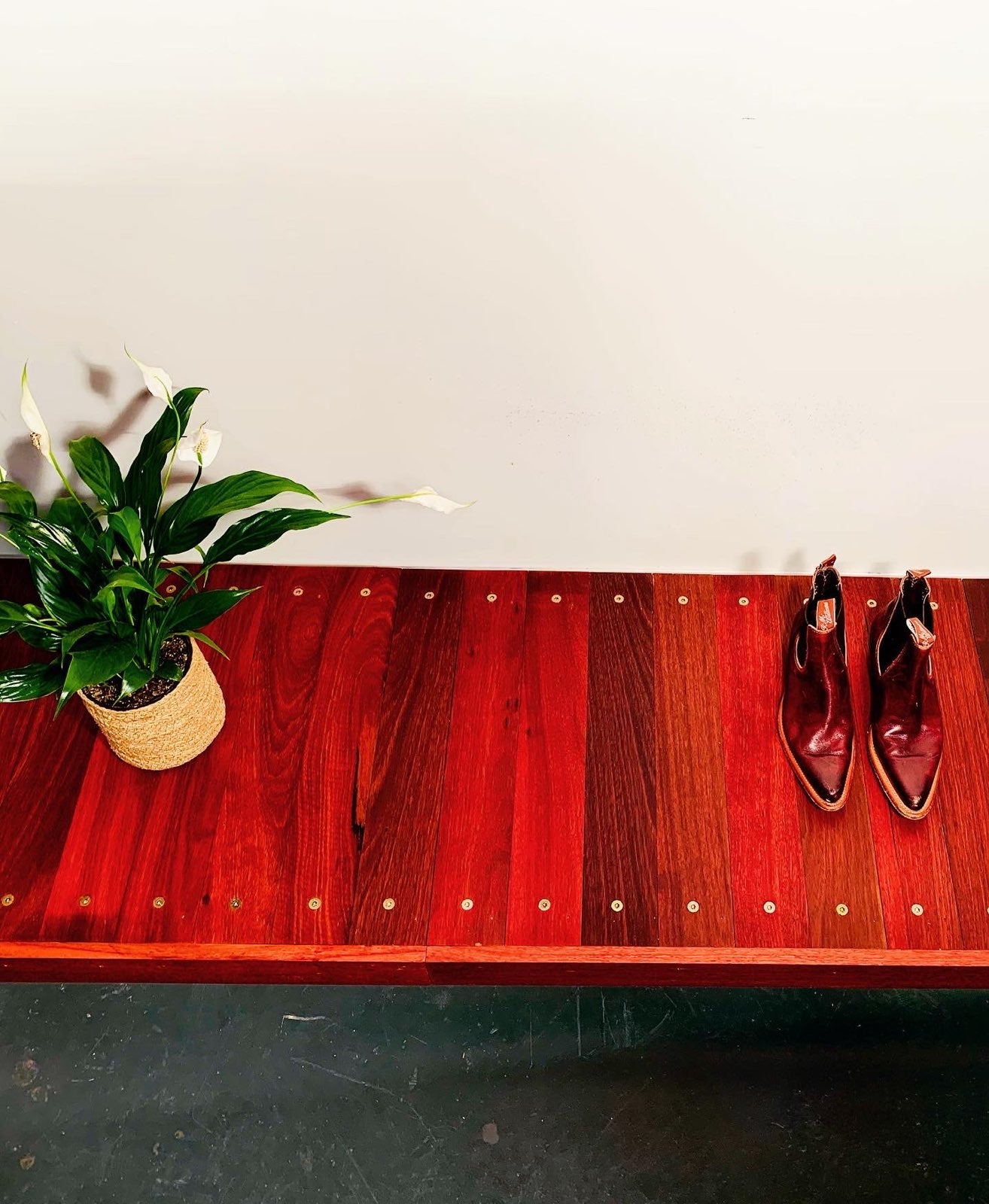 Elegant Rose Gold open Wardrobe with Jarrah Flooring