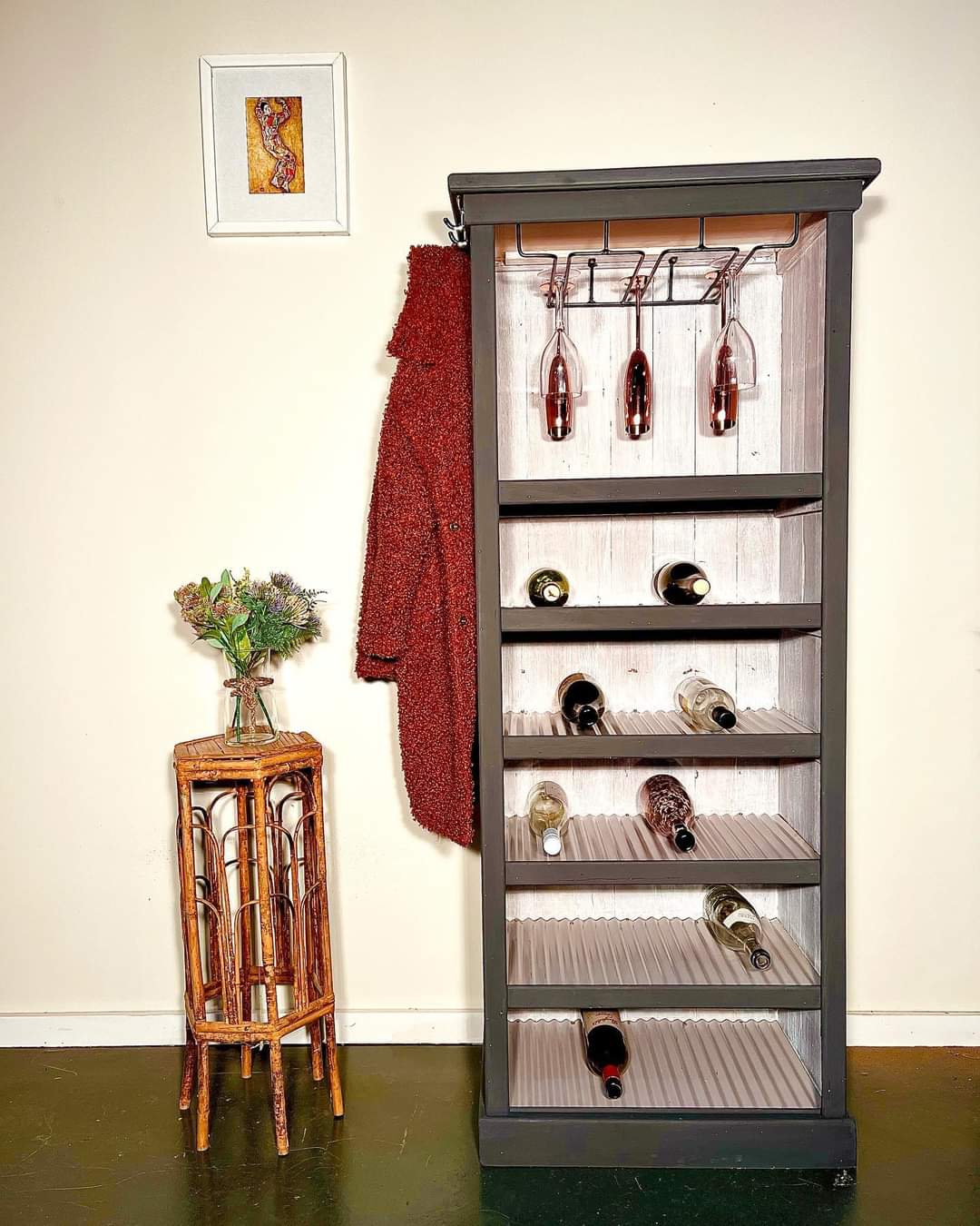Farmhouse 50 bottle Wine cabinet with Wine Glass storage